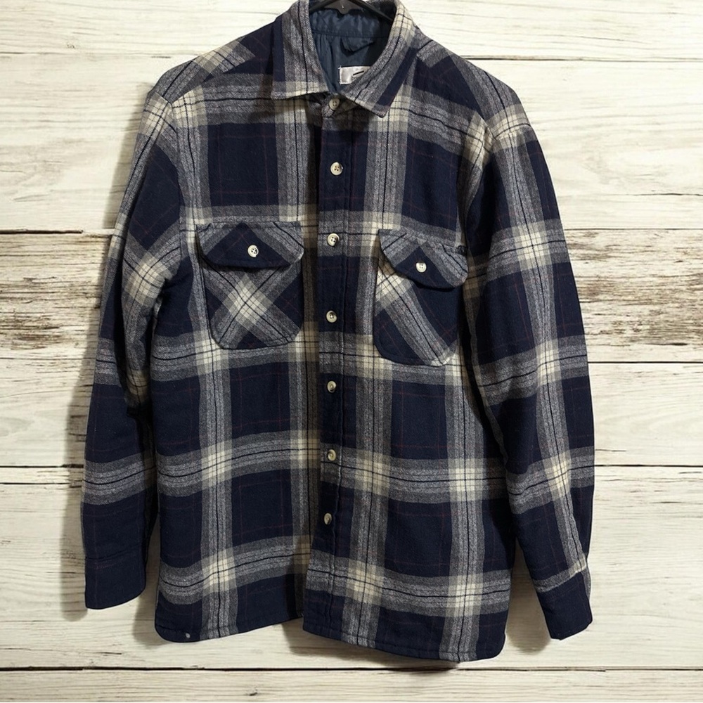 Briggs New York Quilted Wool Blend Navy Plaid Jacket